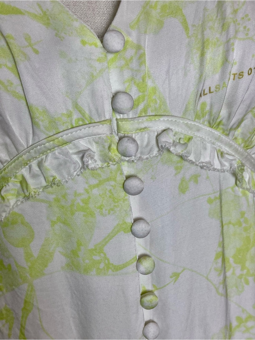 All Saints Demi Marama Dress Buttons V Neck Short Sleeve Whimsigoth Floral - Picture 11 of 12